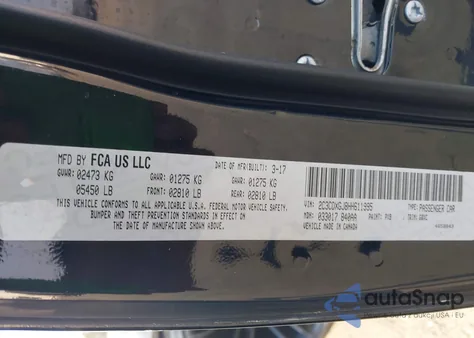 2017 Dodge Charger R/T Scat Pack Rwd z USA, uszkodzony, nr VIN 2C3CDXGJ8HH611995